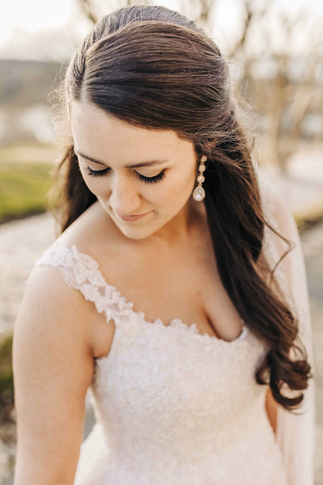 Close up portrait of bride during Bridal Portraits at The Estate at River Run