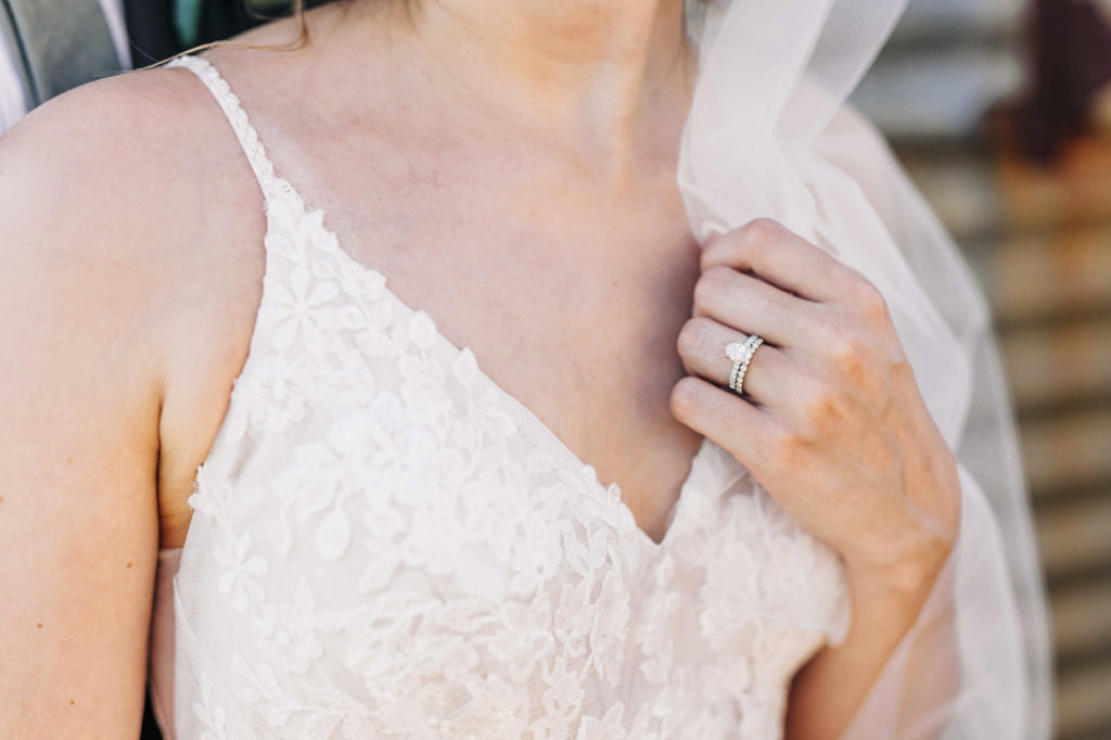 beautiful close up image of bride and her wedding ring